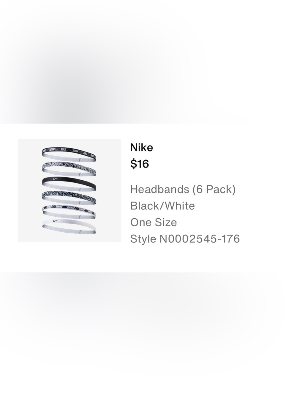 Nike Black & White Logo Elastic Headbands - Pack - Picture 2 of 2